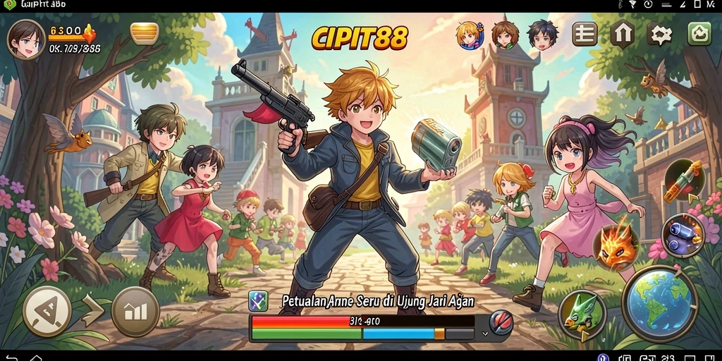 Screenshot gameplay CIPIT88 yang menampilkan karakter anime dalam aksi.