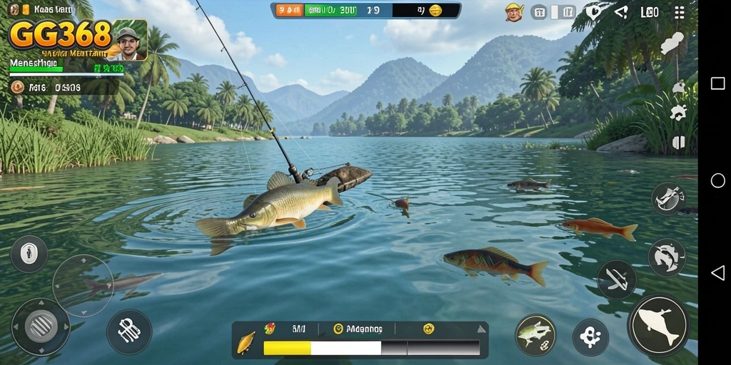 Tampilan gameplay GG368 dengan suasana memancing yang menawan.