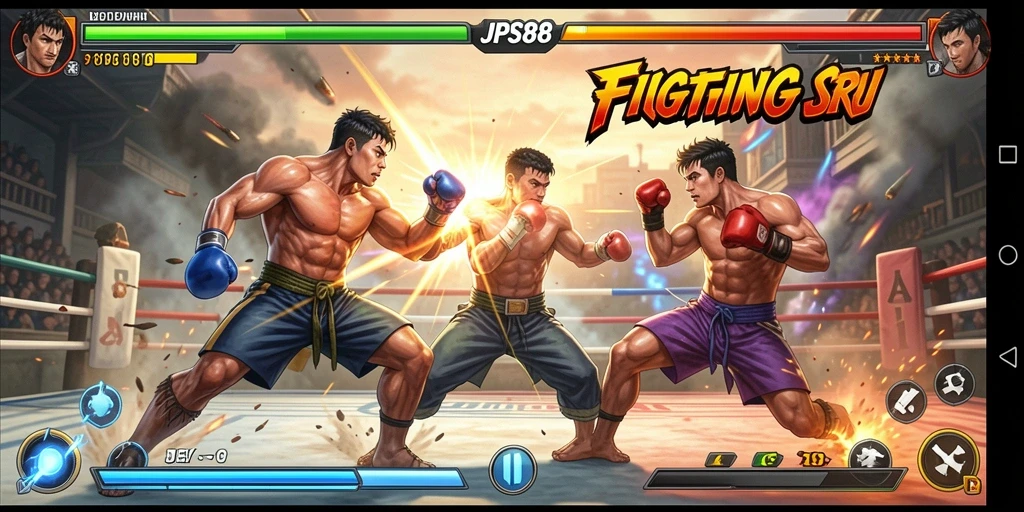 Screenshot gameplay seru dari JPS88 dalam pertarungan Fighting.