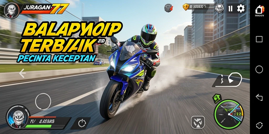 Tampilan gameplay balap motor yang menegangkan dan menarik.