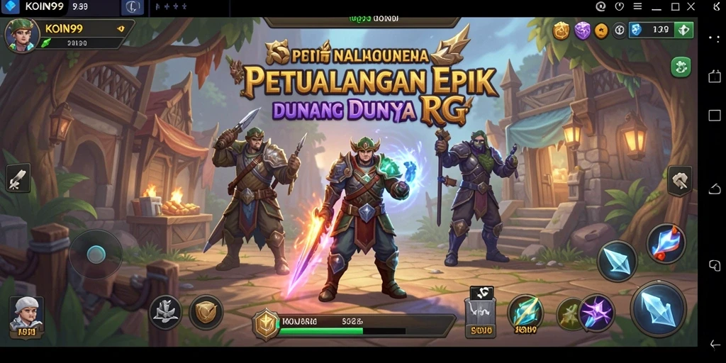 Tangkapan layar gameplay KOIN99 menunjukkan aksi seru dalam pertarungan RPG.