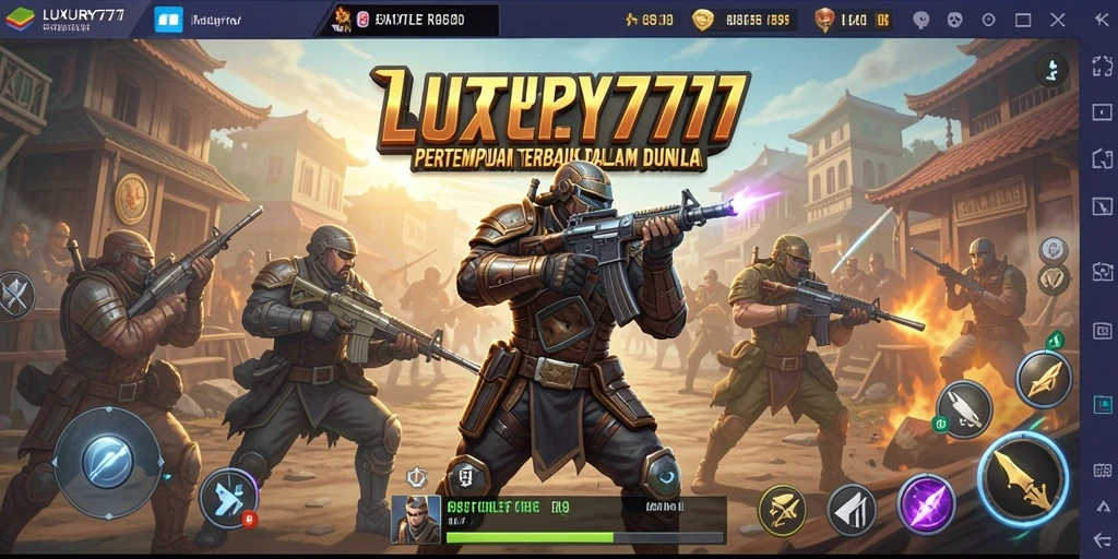 Tampilan dinamis gameplay Battle Royale LUXURY777 yang seru.