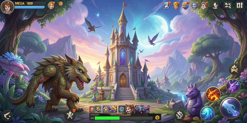 Tangkapan layar MEGA188 menunjukkan aksi menegangkan dalam game Tower Defense.