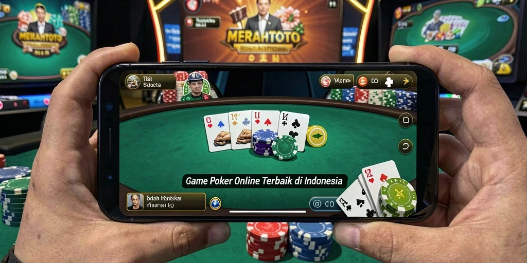 Screenshot MERAHTOTO menunjukkan pemain poker sedang beraksi.