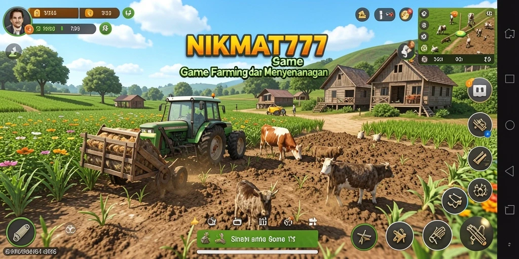 Tangkapan layar utama NIKMAT777 menunjukkan gameplay bertani yang seru.