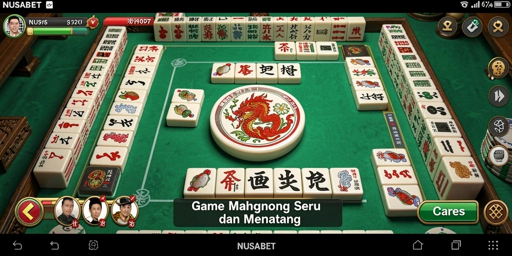 Screenshot utama NUSABET menampilkan gameplay seru Mahjong.