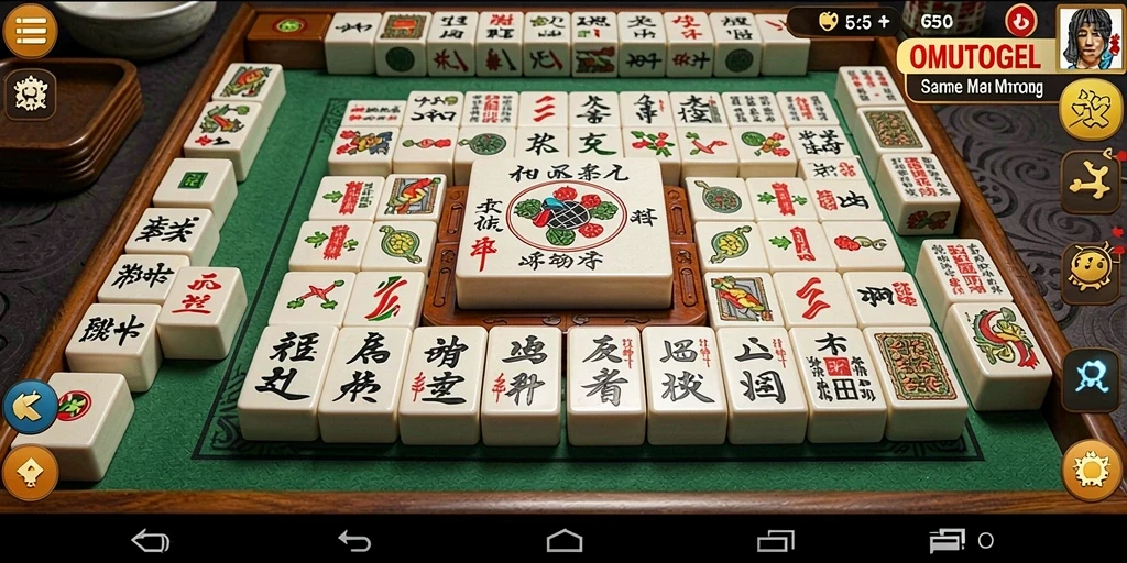 Screenshot gameplay OMUTOGEL menunjukkan serunya permainan Mahjong.