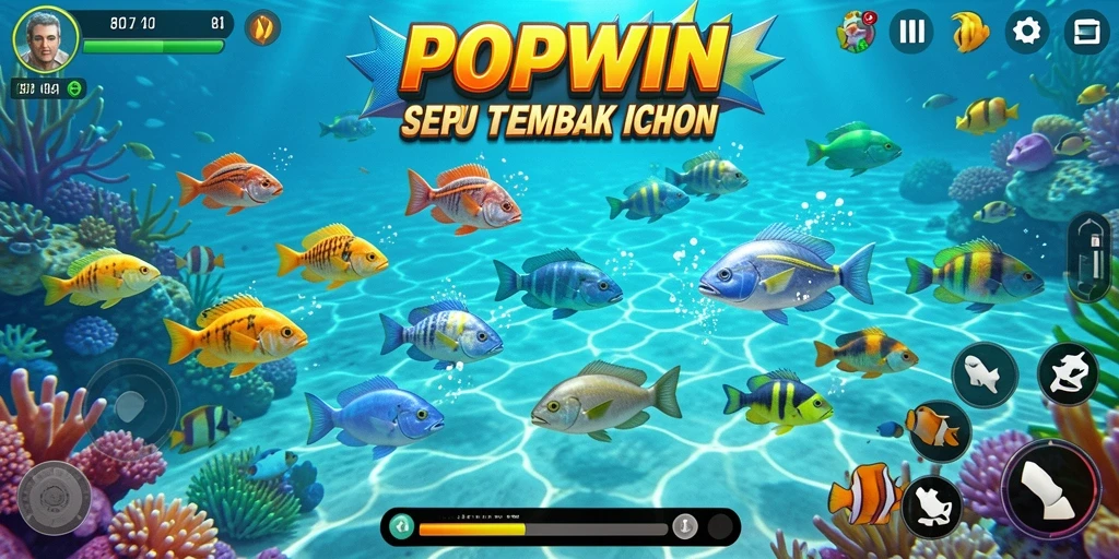 Screenshot gameplay Tembak Ikan di POPWIN yang seru.