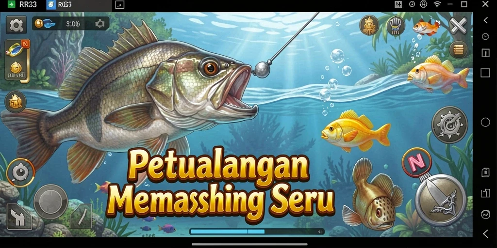 Tampilan screenshot utama RR33 yang menunjukkan gameplay memancing yang mendebarkan.