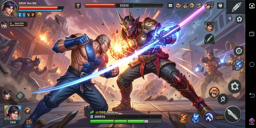 Tampilan gameplay SR996 yang menampilkan pertarungan seru dan karakter yang menarik.