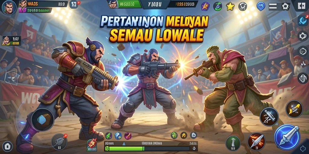 Tangkapan layar gameplay WASLOT dalam pertempuran intens Battle Royale.