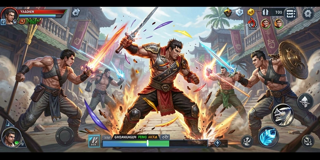 Screenshot utama YAGAOHEN menampilkan aksi pertarungan yang mendebarkan.